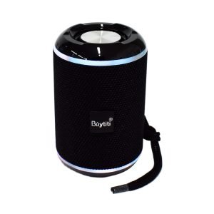 Bocina Bluetooth portátil con micrófono y acabado en tela