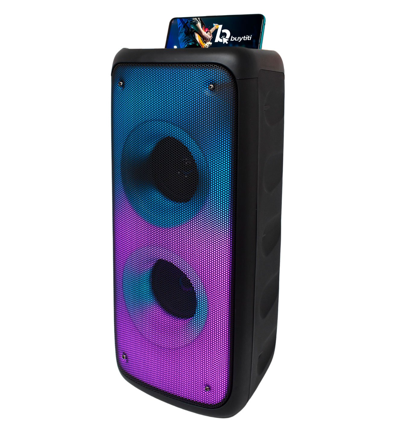 Bocina bluetooth portátil 4″x 2 con luz LED