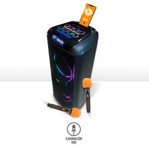 Bocina Bluetooth 12″ x 2 con Luz RGB y Micrófono Inalámbrico