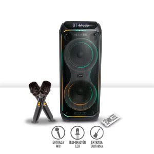 Bocina Bluetooth 10″ x2 con Micrófonos Inalámbricos