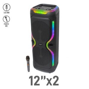 Bocina Bluetooth 12″x2 con Luz RGB y Micrófono Inalámbrico