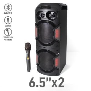 Bocina Bluetooth 6.5″x2 con Luz RGB y Micrófono Inalámbrico