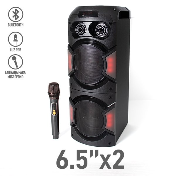 Bocina Bluetooth 6.5″x2 con Luz RGB y Micrófono Inalámbrico