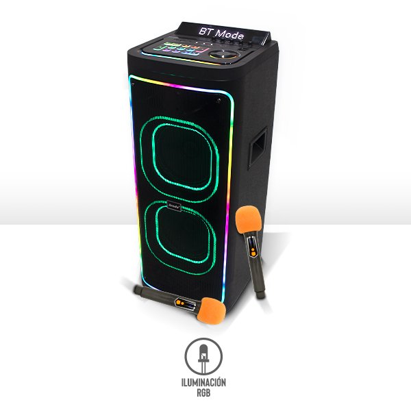 Bocina Bluetooth 8″ con Luz RGB y Micrófono Inalámbrico