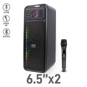 Bocina Bluetooth 6.5″x2 con Luz RGB y Micrófono Inalámbrico