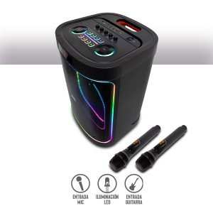 Bocina Bluetooth 12″ con Luz RGB y Soporte para Celular