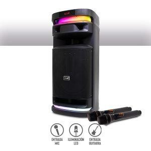 Bocina Bluetooth 10″ con 2 Micrófonos Inalámbricos