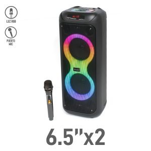 Bocina Bluetooth 6.5″x2 con Luz RGB y Micrófono Inalámbrico