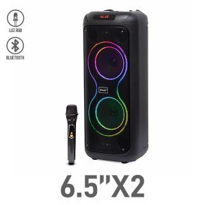 Bocina Bluetooth 6.5″x2 con Luz RGB y Micrófono Inalámbrico