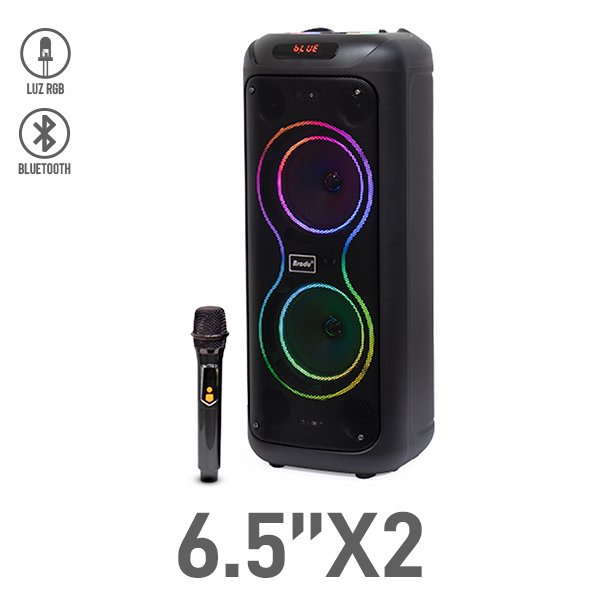 Bocina Bluetooth 6.5″x2 con Luz RGB y Micrófono Inalámbrico
