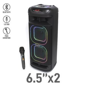 Bocina Bluetooth 6.5″x2 con Luz RGB y Micrófono Inalámbrico
