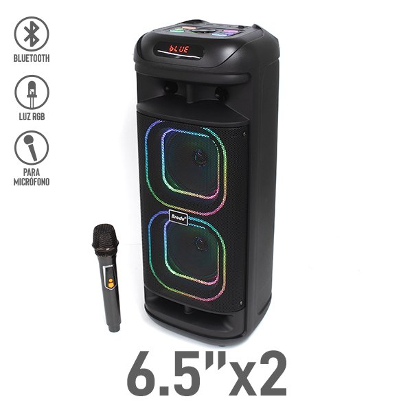 Bocina Bluetooth 6.5″x2 con Luz RGB y Micrófono Inalámbrico