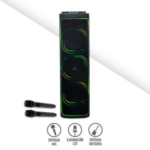 Bocina Bluetooth 12″x3 con Luz RGB y 2 Micrófonos Inalámbricos