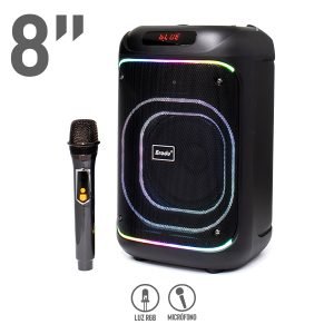 Bocina Bluetooth 8″ con Luz RGB y Micrófono Inalámbrico