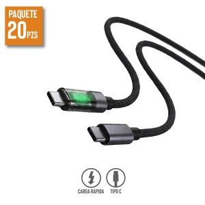 Cable USB-C a USB-C de 120W con Pantalla Digital LED, Paquete de 20 Pzs