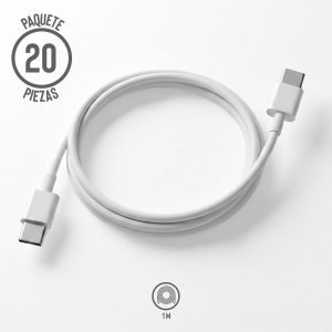 Cable Tipo C/Tipo C de 1 m, Paquete de 20 Pzs