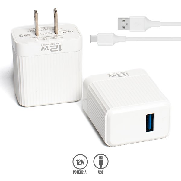 Cargador Alámbrico de 12W con Puerto USB