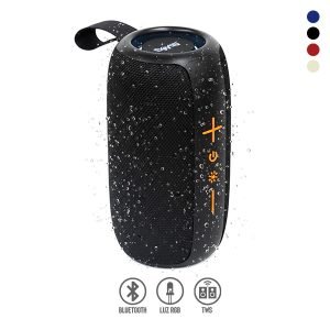 Bocina Bluetooth TWS, Resistente a Salpicaduras y Luz LED