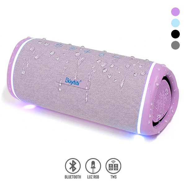 Bocina Bluetooth TWS, Resistente a Salpicaduras y Luz LED
