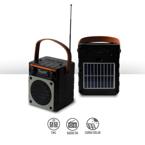 Bocina Bluetooth con Panel Solar y Radio FM