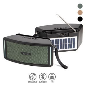 Bocina Bluetooth con Panel Solar y Radio FM
