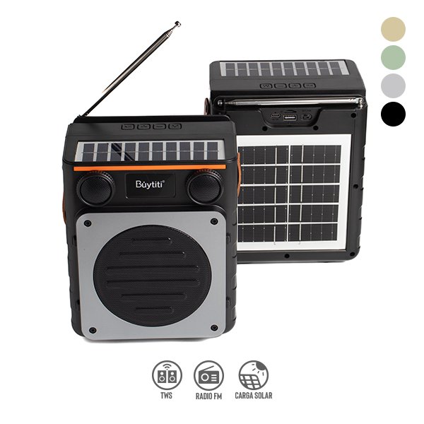 Bocina Bluetooth con Doble Panel Solar y Radio FM