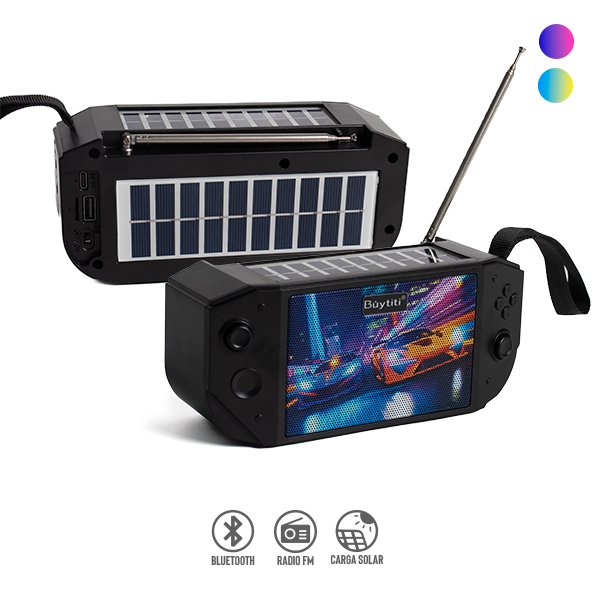 Bocina Bluetooth con Panel Solar y Radio FM