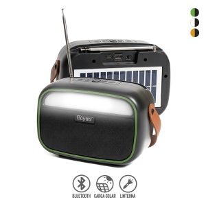 Bocina Bluetooth con Panel Solar, Radio FM y Linterna