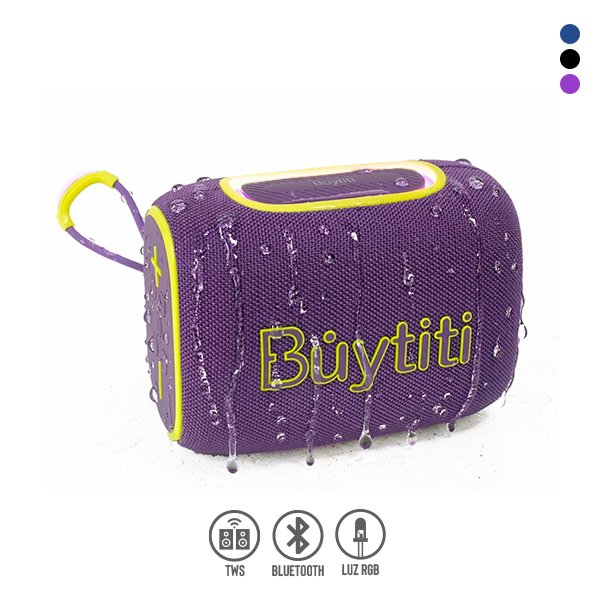 Bocina Bluetooth TWS, Resistente a Salpicaduras y Luz LED