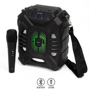Bocina Karaoke bluetooth 6.5″ con Luz RGB y Cinta de Tela