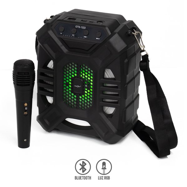 Bocina Karaoke bluetooth 6.5″ con Luz RGB y Cinta de Tela
