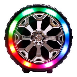 Bocina Bluetooth 3″ con Diseño de Llanta y Luz RGB