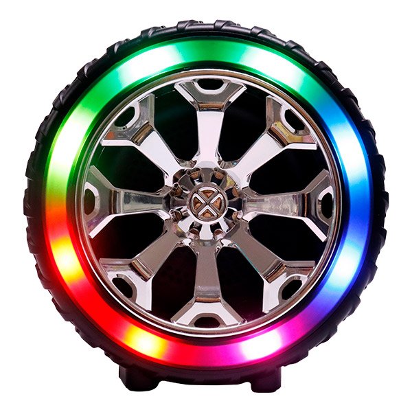 Bocina Bluetooth 3″ con Diseño de Llanta y Luz RGB