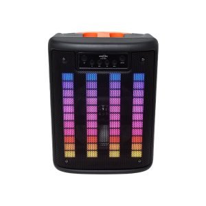 Bocina Bluetooth 8″ con 4 barras de luz LED en el panel
