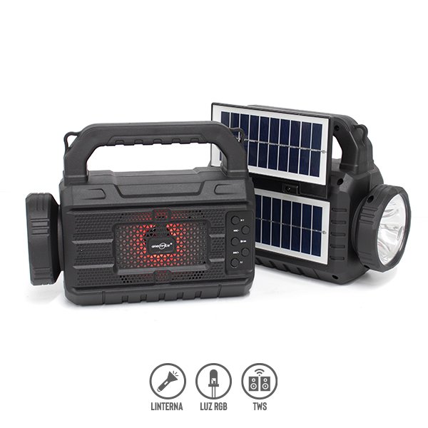 Bocina Bluetooth 4″ con Panel Solar y Linterna
