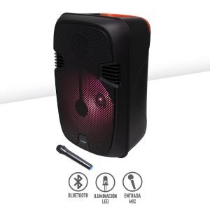 Bocina Bluetooth 12″ con Luz LED y Micrófono Inalámbrico