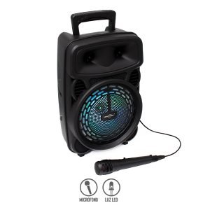 Bocina Bluetooth 8″ con Luz LED y Micrófono Alámbrico