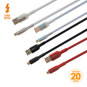 Cable USB/Lightning (iPhone) de 1 m, Paquete de 20 Pzs