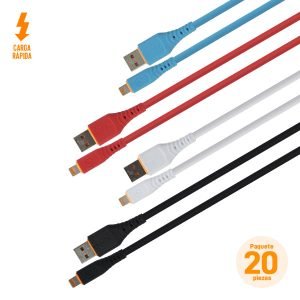 Cable USB/Lightning (iPhone) de 1 m, Paquete de 20 Pzs
