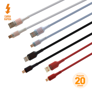 Cable USB/Lightning (iPhone) de 1 m, Paquete de 20 Pzs