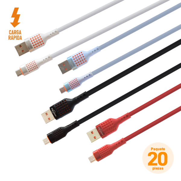 Cable USB/Micro USB V8 de 1 m, Paquete de 20 Pzs