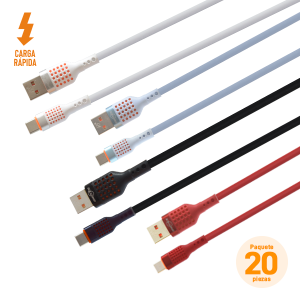 Cable USB/Tipo C de 1 m, Paquete de 20 Pzs