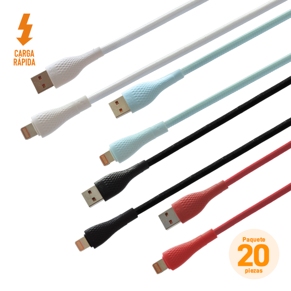 Cable Tipo Agujeta USB/Lightning (iPhone) de 1 m, Paquete de 20 Pzs