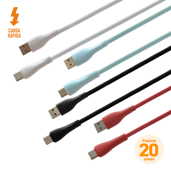 Cable Tipo Agujeta USB/Tipo C de 1 m, Paquete de 20 Pzs