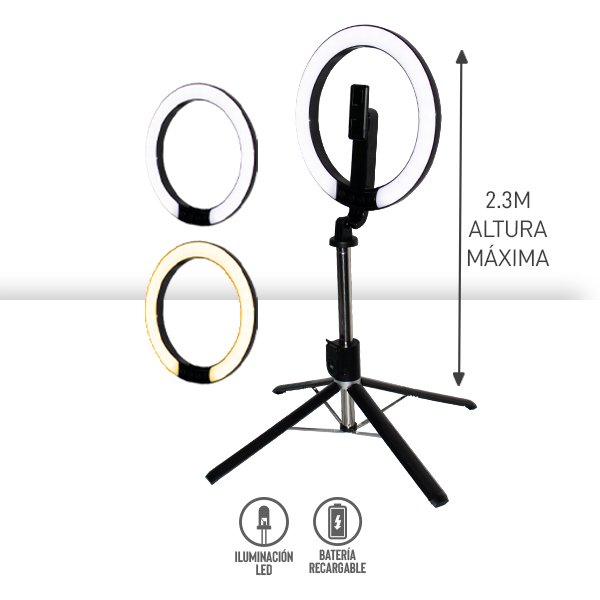 Aro de Luz LED con Soporte para Celular y Control Remoto
