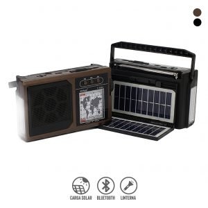 Radio FM/AM Bluetooth con Doble Panel Solar y Linterna