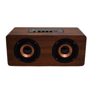 Bocina bluetooth portátil con diseño tipo madera