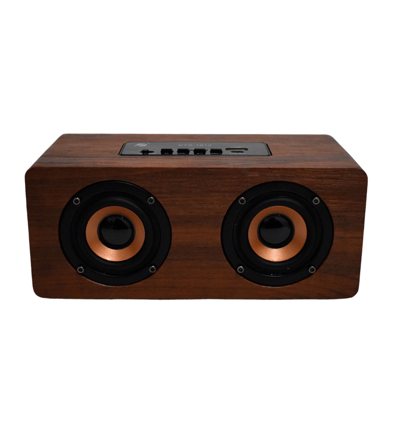 Bocina bluetooth portátil con diseño tipo madera