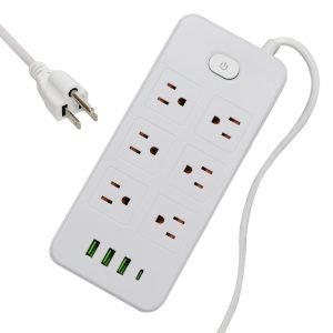 Barra Multicontacto 6 Enchufes, 3 puertos USB y 1 Puerto Tipo C