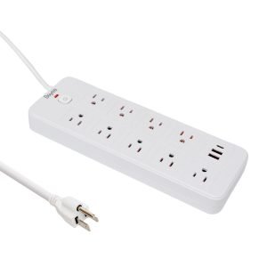 Barra multicontacto con 9 enchufes, 2 puertos USB y 1 entrada tipo C